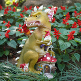 Dinosaur Swinging Gnomes Statue Green  - BY MARK & MARGOT - FREE SHIPPING!