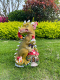 Dinosaur Swinging Gnomes Statue Green  - BY MARK & MARGOT - FREE SHIPPING!