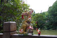Dinosaur Swinging Gnomes Statue Green  - BY MARK & MARGOT - FREE SHIPPING!