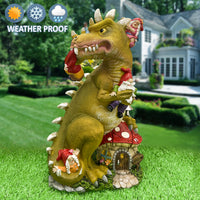 Dinosaur Swinging Gnomes Statue Green  - BY MARK & MARGOT - FREE SHIPPING!