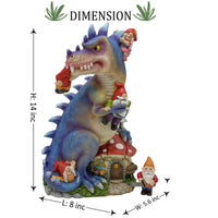 Dinosaur Swinging Gnomes Statue Purple with Plunger Gnome  - BY MARK & MARGOT - FREE SHIPPING!