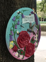 Humming Bird Rose Flower Tree Stepping Stone - Pink