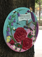 Copy of Humming Bird Rose Flower Tree Stepping Stone - Brown