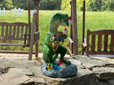 T-REX EATING GARDEN GNOMES MASSACRE - BY MARK & MARGOT