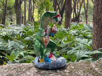 T-REX EATING GARDEN GNOMES MASSACRE - BY MARK & MARGOT