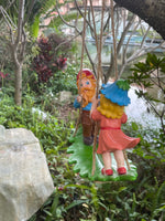 Swinging Gnomes Couple Standing On Leaf  - BY MARK & MARGOT - FREE SHIPPING!