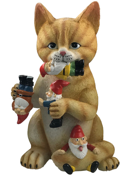Orange Mischievous Cat Upside Down Gnome - By Mark & Margot