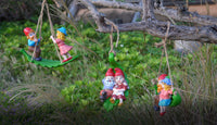 Swinging Gnomes Couple Sitting On Leaf  - BY MARK & MARGOT - FREE SHIPPING!