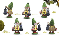 Swedish Gnome Lady With Flocked Hat & Base Holding Mini Solar Lantern