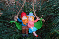 Swinging Gnomes Couple Sitting On Leaf  - BY MARK & MARGOT - FREE SHIPPING!