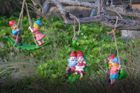 Swinging Gnomes Couple Laying On Leaf  - BY MARK & MARGOT - FREE SHIPPING!
