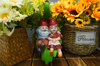 Swinging Gnomes Couple Laying On Leaf  - BY MARK & MARGOT - FREE SHIPPING!