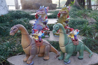 Dinosaur Swinging Gnomes Statue Purple with Plunger Gnome  - BY MARK & MARGOT - FREE SHIPPING!