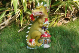 Dinosaur Swinging Gnomes Statue Green  - BY MARK & MARGOT - FREE SHIPPING!