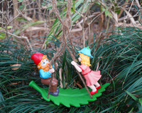 Swinging Gnomes Couple Standing On Leaf  - BY MARK & MARGOT - FREE SHIPPING!