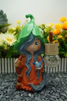 Orb Magic Girl Staff Cracked Glass Sign Solar Powered Statue - BY MARK & MARGOT - FREE SHIPPING!