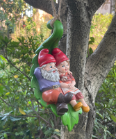 Swinging Gnomes Couple Laying On Leaf  - BY MARK & MARGOT - FREE SHIPPING!