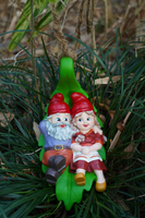 Swinging Gnomes Couple Laying On Leaf  - BY MARK & MARGOT - FREE SHIPPING!