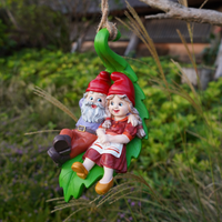 Swinging Gnomes Couple Laying On Leaf  - BY MARK & MARGOT - FREE SHIPPING!