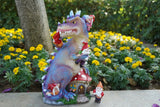 Dinosaur Swinging Gnomes Statue Purple with Plunger Gnome  - BY MARK & MARGOT - FREE SHIPPING!