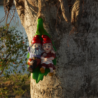 Swinging Gnomes Couple Laying On Leaf  - BY MARK & MARGOT - FREE SHIPPING!