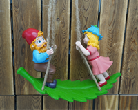 Swinging Gnomes Couple Standing On Leaf  - BY MARK & MARGOT - FREE SHIPPING!