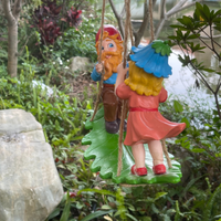 Swinging Gnomes Couple Standing On Leaf  - BY MARK & MARGOT - FREE SHIPPING!