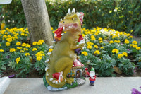Dinosaur Swinging Gnomes Statue Purple with Plunger Gnome  - BY MARK & MARGOT - FREE SHIPPING!