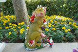 Dinosaur Swinging Gnomes Statue Purple with Plunger Gnome  - BY MARK & MARGOT - FREE SHIPPING!