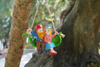 Swinging Gnomes Couple Sitting On Leaf  - BY MARK & MARGOT - FREE SHIPPING!