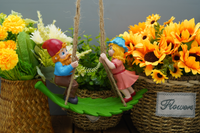 Swinging Gnomes Couple Standing On Leaf  - BY MARK & MARGOT - FREE SHIPPING!