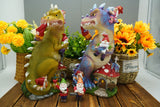 Dinosaur Swinging Gnomes Statue Purple with Plunger Gnome  - BY MARK & MARGOT - FREE SHIPPING!