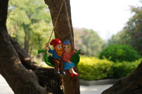 Swinging Gnomes Couple Sitting On Leaf  - BY MARK & MARGOT - FREE SHIPPING!