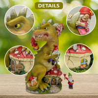 Dinosaur Swinging Gnomes Statue Green  - BY MARK & MARGOT - FREE SHIPPING!