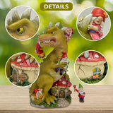 Dinosaur Swinging Gnomes Statue Green  - BY MARK & MARGOT - FREE SHIPPING!