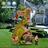 Dinosaur Swinging Gnomes Statue Green  - BY MARK & MARGOT - FREE SHIPPING!