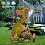 Dinosaur Swinging Gnomes Statue Green  - BY MARK & MARGOT - FREE SHIPPING!