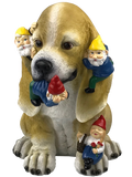 Mischievous Dog with angry Shovel Weilding Gnome - Free Shipping!