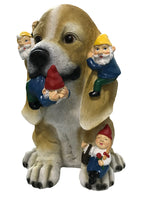 Mischievous Dog with angry Shovel Weilding Gnome - Free Shipping!