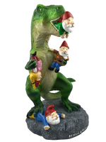 T-REX EATING GARDEN GNOMES MASSACRE - BY MARK & MARGOT