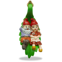 Swinging Gnomes Couple Laying On Leaf  - BY MARK & MARGOT - FREE SHIPPING!