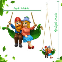 Swinging Gnomes Couple Sitting On Leaf  - BY MARK & MARGOT - FREE SHIPPING!