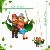 Swinging Gnomes Couple Sitting On Leaf  - BY MARK & MARGOT - FREE SHIPPING!