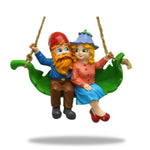 Swinging Gnomes Couple Sitting On Leaf  - BY MARK & MARGOT - FREE SHIPPING!