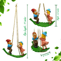 Swinging Gnomes Couple Standing On Leaf  - BY MARK & MARGOT - FREE SHIPPING!
