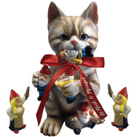 Mischievous Cat - with angry Gnome House Wife