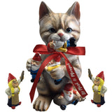 Mischievous Cat - with angry Gnome House Wife